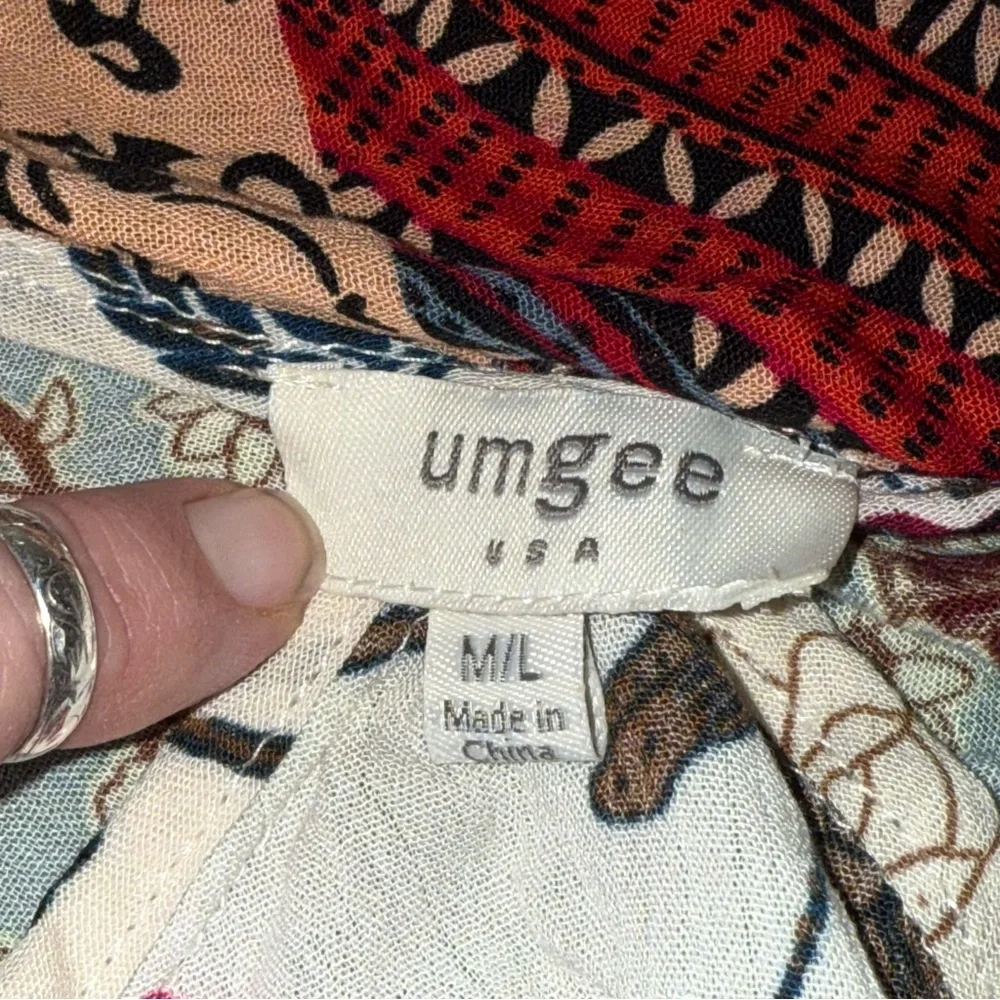 Umgee Boho Patchwork Kimono Duster Floral Open Front Lightweight M/L - Picture 5 of 7